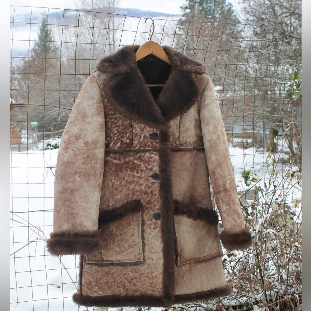 Elegant Shearling Sheepskin Wool Coat